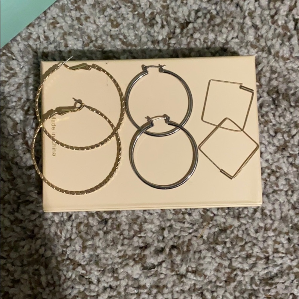 three pairs of hopped earrings sold as one bundle